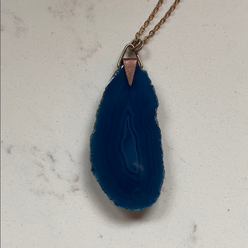 Artisan Marine Blue agate necklace 🌊 handmade